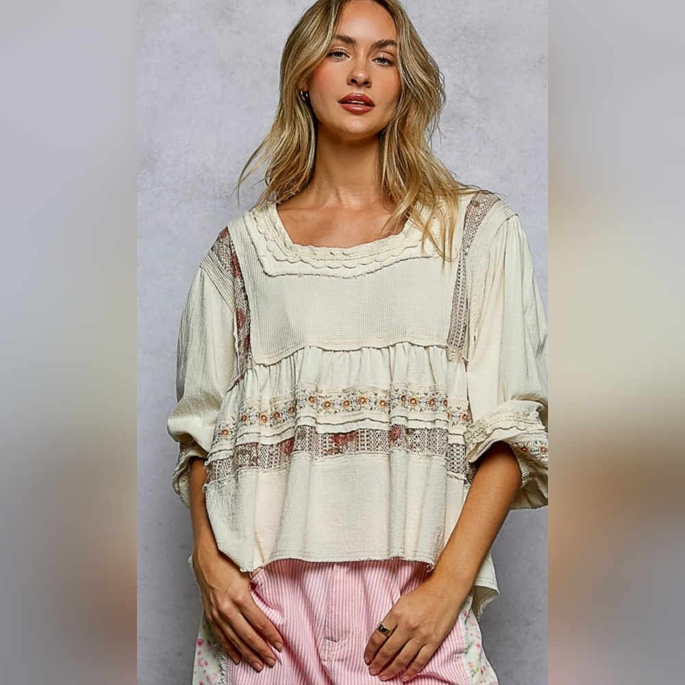 #1228 POL Soft Garden Romance Top
